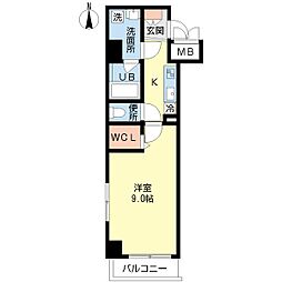 リアンコスタ 1Kの間取図画像