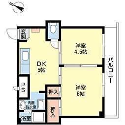 タキノハイツ 2DKの間取図画像