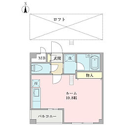 プリムヴェール 1Kの間取図画像