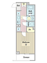 咲 1Kの間取図画像
