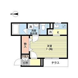 ラビエール 1Kの間取図画像