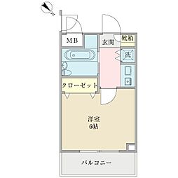 ローズガーデン森 1Kの間取図画像
