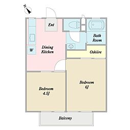 シャトー金子 2DKの間取図画像