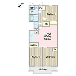 プロシード行徳 3LDKの間取図画像