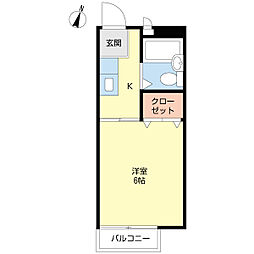 スプリングハイツ 1Kの間取図画像