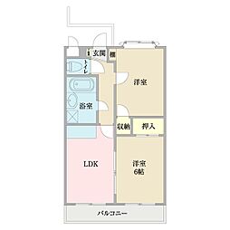 鈴喜コートハウス 2DKの間取図画像