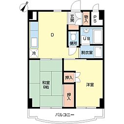 エルミタージュ 2DKの間取図画像