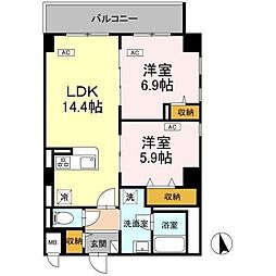 カスタリア西船橋II 2LDKの間取図画像