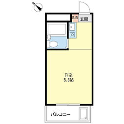 ウインズ行徳2番館 ワンルームの間取図画像