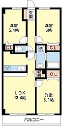 ベルサンモール 7階3LDKの間取り