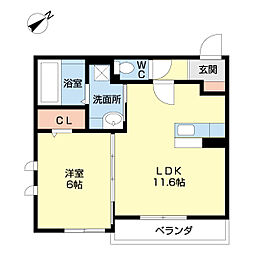 サニーガーデン榎本 0103 1階1LDKの間取り