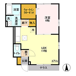 Blanc-Manger 1LDKの間取図画像