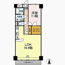 ハイフラットワン 1LDKの間取図画像
