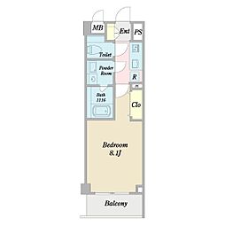 シェルアベニュー 1Kの間取図画像