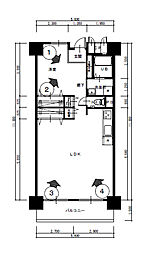 行徳ハイム1号棟 1LDKの間取図画像