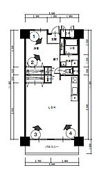 行徳ハイム1号棟 1LDKの間取図画像