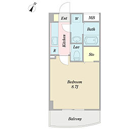 エイシンコート 1Kの間取図画像