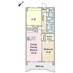富浜三番館 2LDKの間取図画像