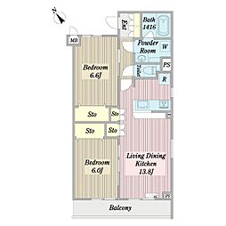 ソレーユ塩焼 2LDKの間取図画像