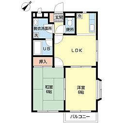 ウィンズ富浜 2DKの間取図画像