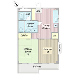 マドリガル鬼越 3階2DKの間取り