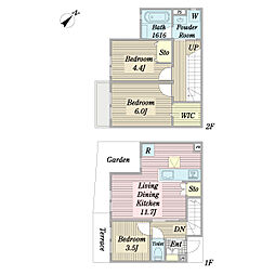 グリシーヌ 1階3LDKの間取り