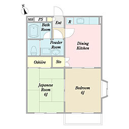 エル・スール 1階2DKの間取り