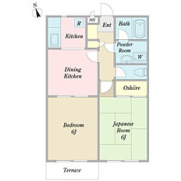 ペルレ 1階2DKの間取り
