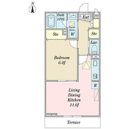 セレーノ東船橋 0105 1階1LDKの間取り
