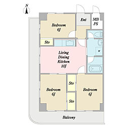 TKビル 3LDKの間取図画像