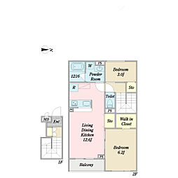 ルミウス 2LDKの間取図画像