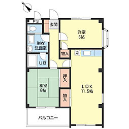 アンジェロ・パティオ 2LDKの間取図画像