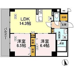 カスタリア西船橋II 2LDKの間取図画像
