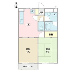 プリムローズ 1階2DKの間取り