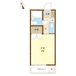 ハイツオークス 1階1Kの間取り
