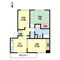 ビューテラス 3DKの間取図画像