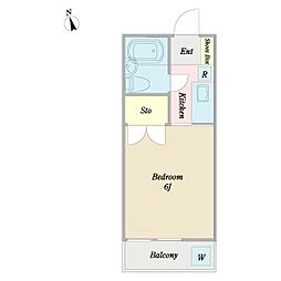 ハイツオークス 1Kの間取図画像