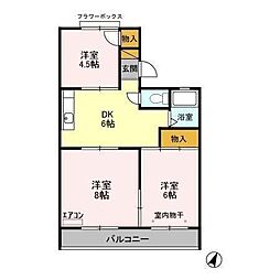 ネオコーポラス円城寺 1階3DKの間取り