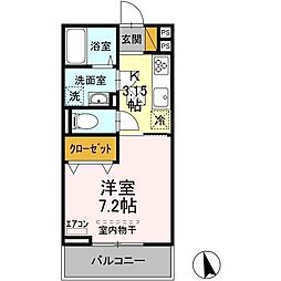 KT 5th 1階1Kの間取り