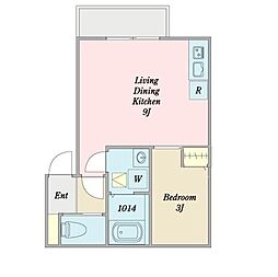 ＹＳ52 1階ワンルームの間取り