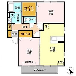 アスティオン 2LDKの間取図画像