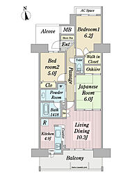 レクセルプラザ村上 3LDKの間取図画像
