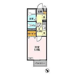D.wish 1Kの間取図画像