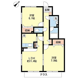 アベニュー伍番館 2LDKの間取図画像
