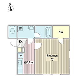クレアール参番館 1Kの間取図画像