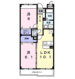グランツ 2LDKの間取図画像