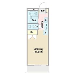 ぱーくさいどひるず ワンルームの間取図画像