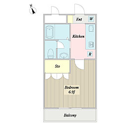 ウェルネスアイランドT 1Kの間取図画像