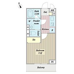 リュミエール成田 1Kの間取図画像