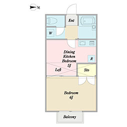 ハミングパークE 1DKの間取図画像